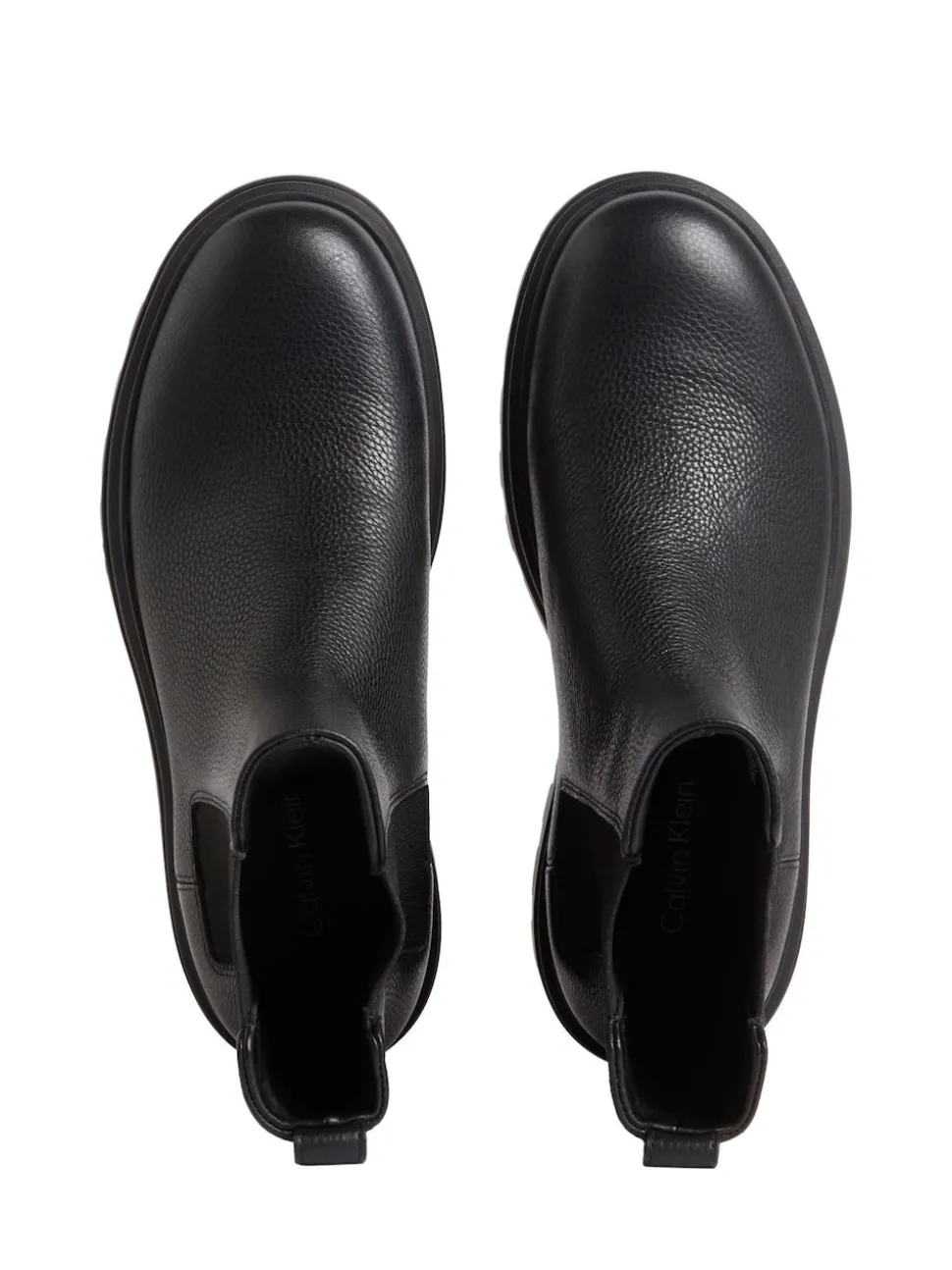 Calvin Klein Black Leather Airfit Lugged Chelsea Boots