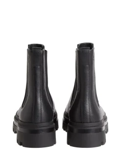 Calvin Klein Black Leather Airfit Lugged Chelsea Boots