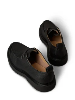 Calvin Klein Black Pebbled Leather Lug Sole Derby Shoes