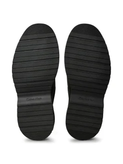 Calvin Klein Black Pebbled Leather Lug Sole Derby Shoes