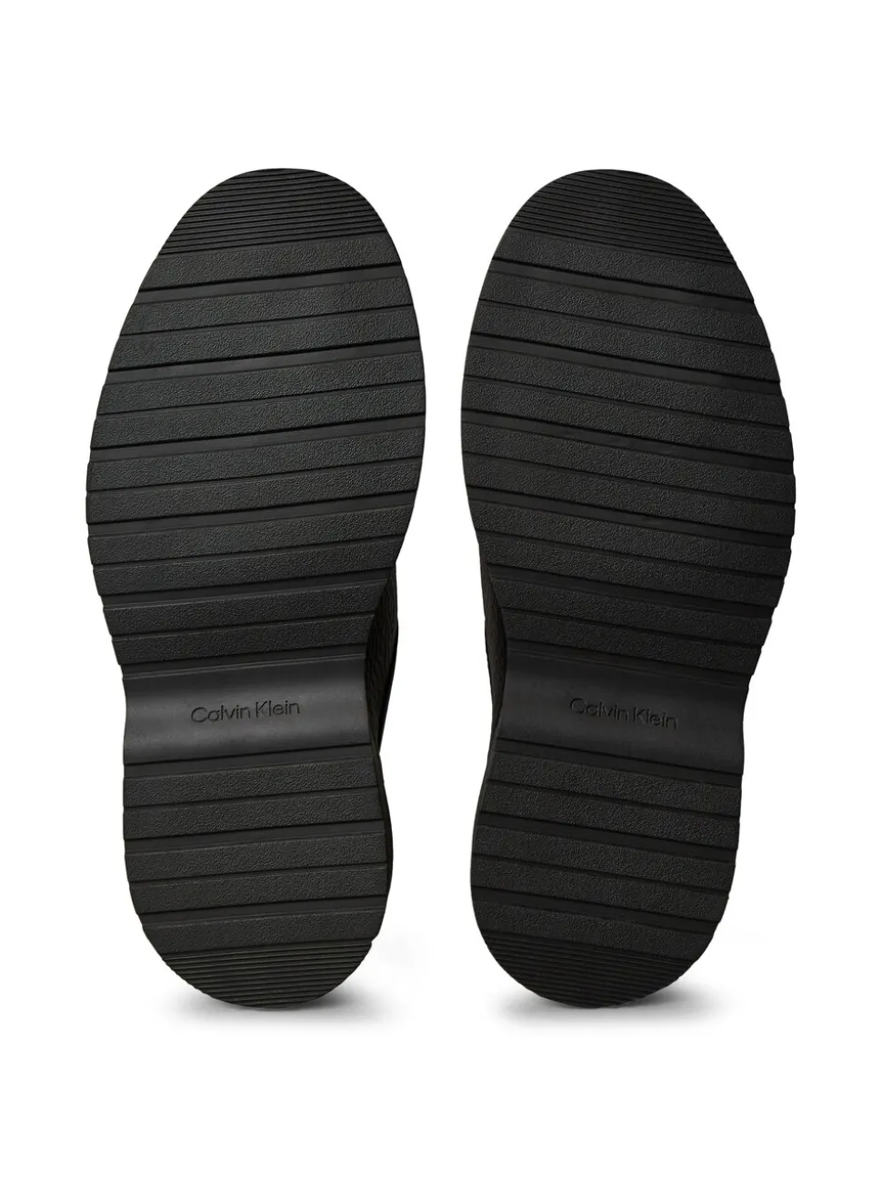 Calvin Klein Black Pebbled Leather Lug Sole Derby Shoes