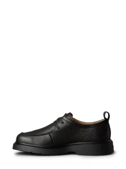 Calvin Klein Black Pebbled Leather Lug Sole Derby Shoes