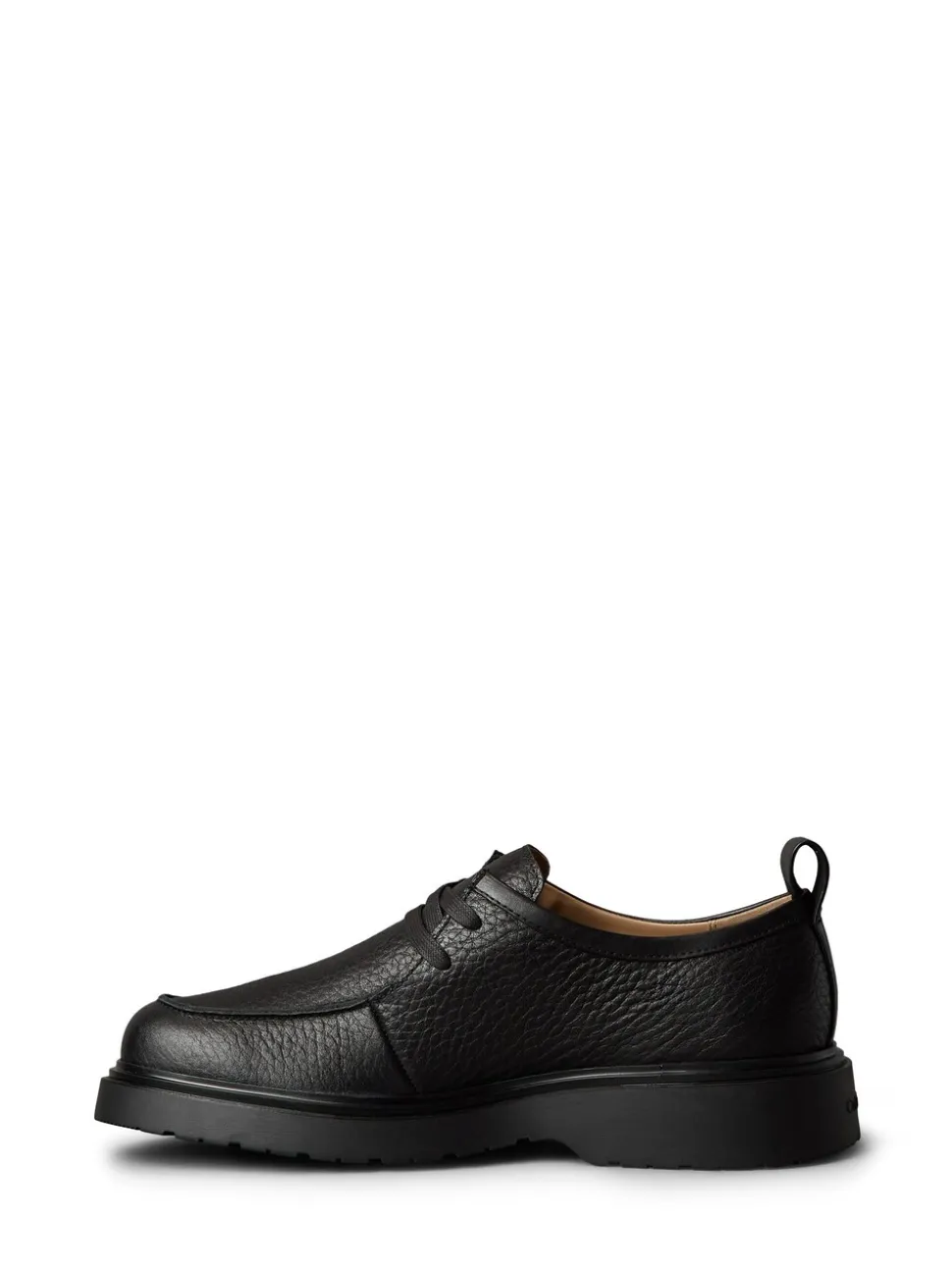 Calvin Klein Black Pebbled Leather Lug Sole Derby Shoes