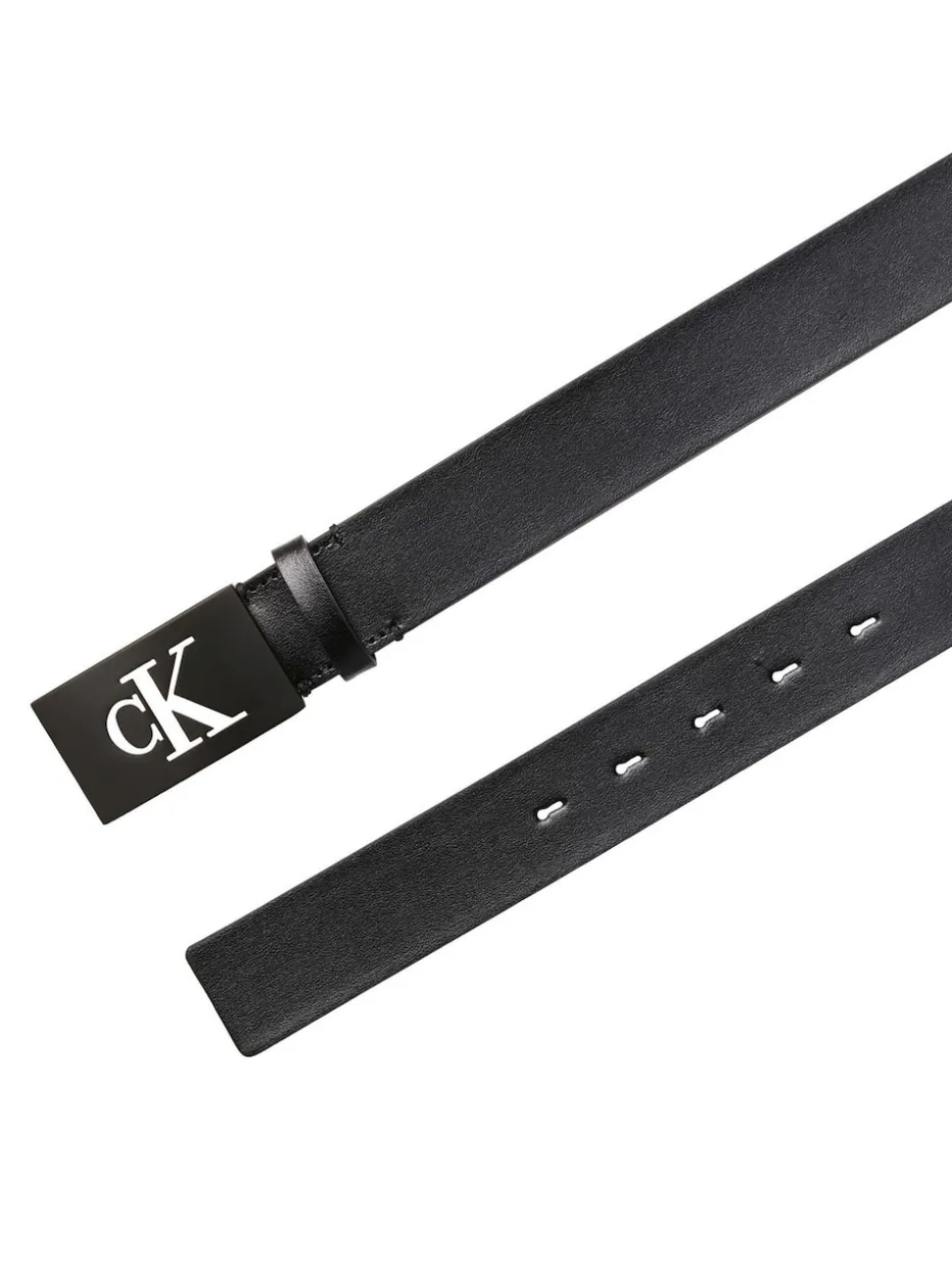 Calvin Klein Black Plaque Smooth Leather Belt