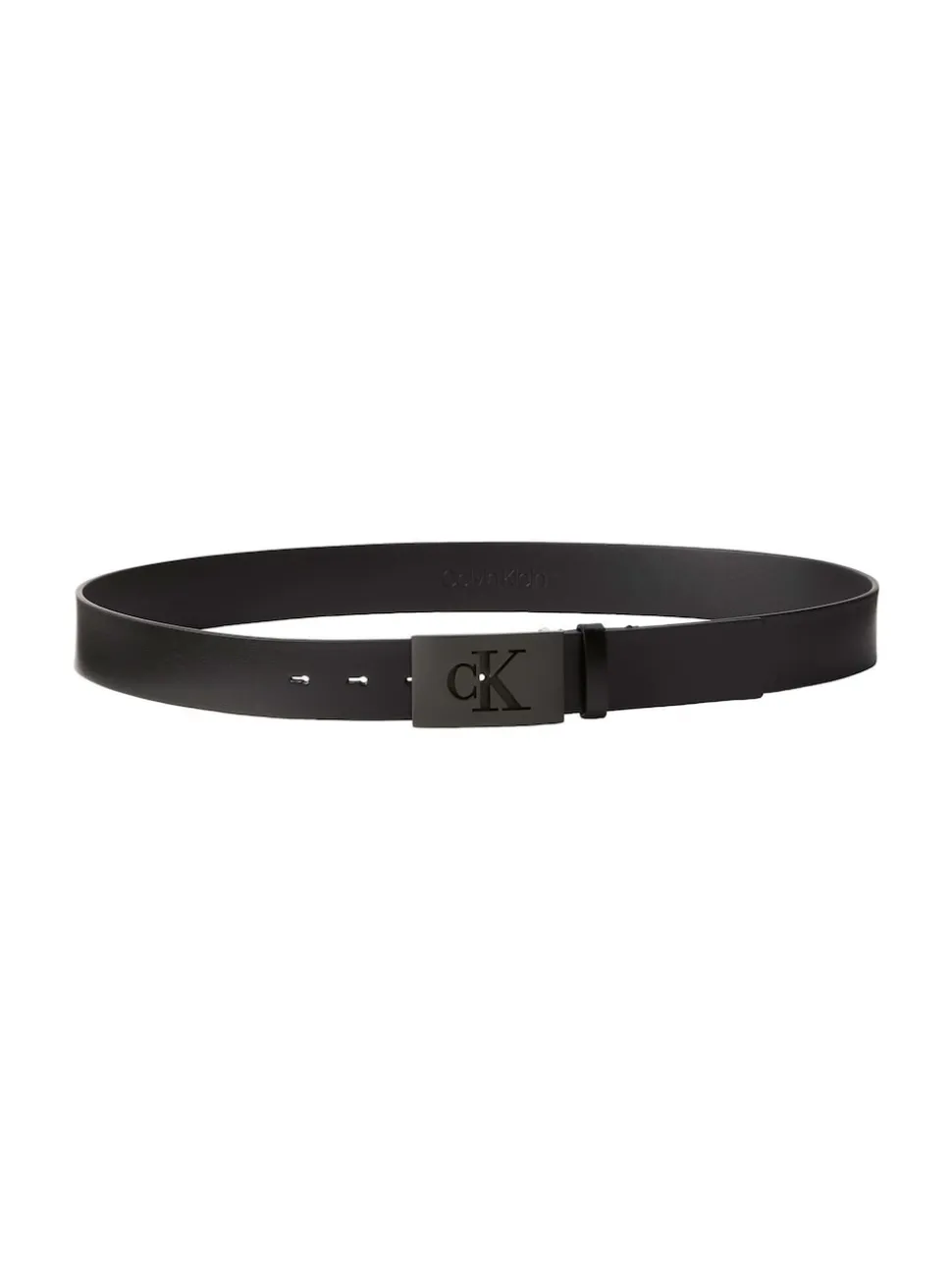 Calvin Klein Black Plaque Smooth Leather Belt