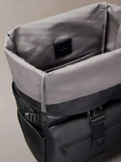 Calvin Klein Black Puffer Utility Roll Top Backpack