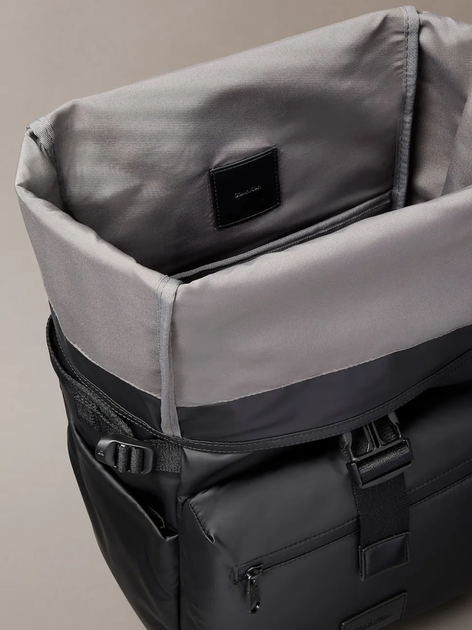 Calvin Klein Black Puffer Utility Roll Top Backpack