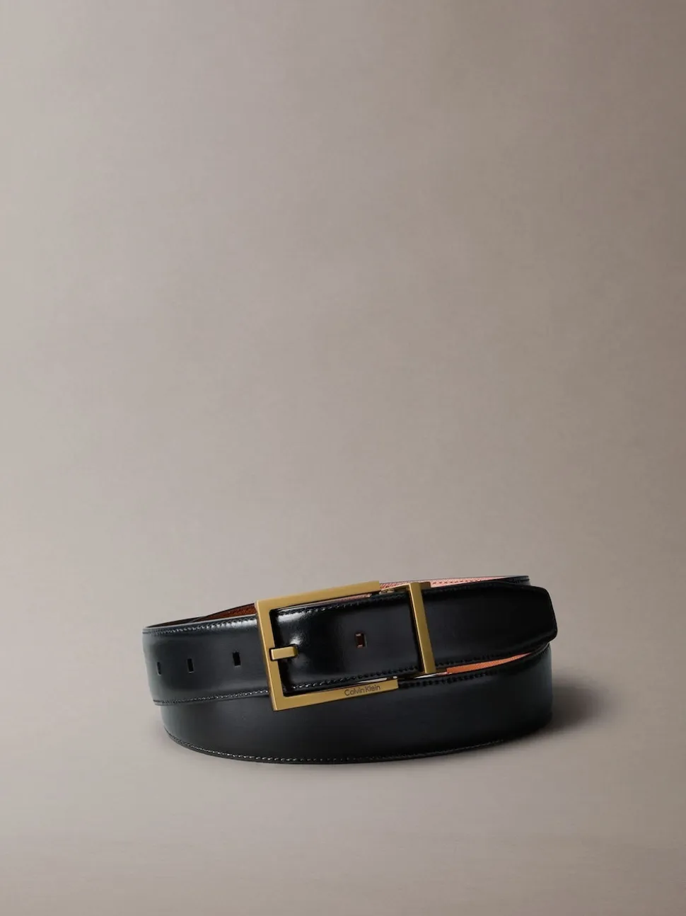 Calvin Klein Black Smooth Square Buckle Belt