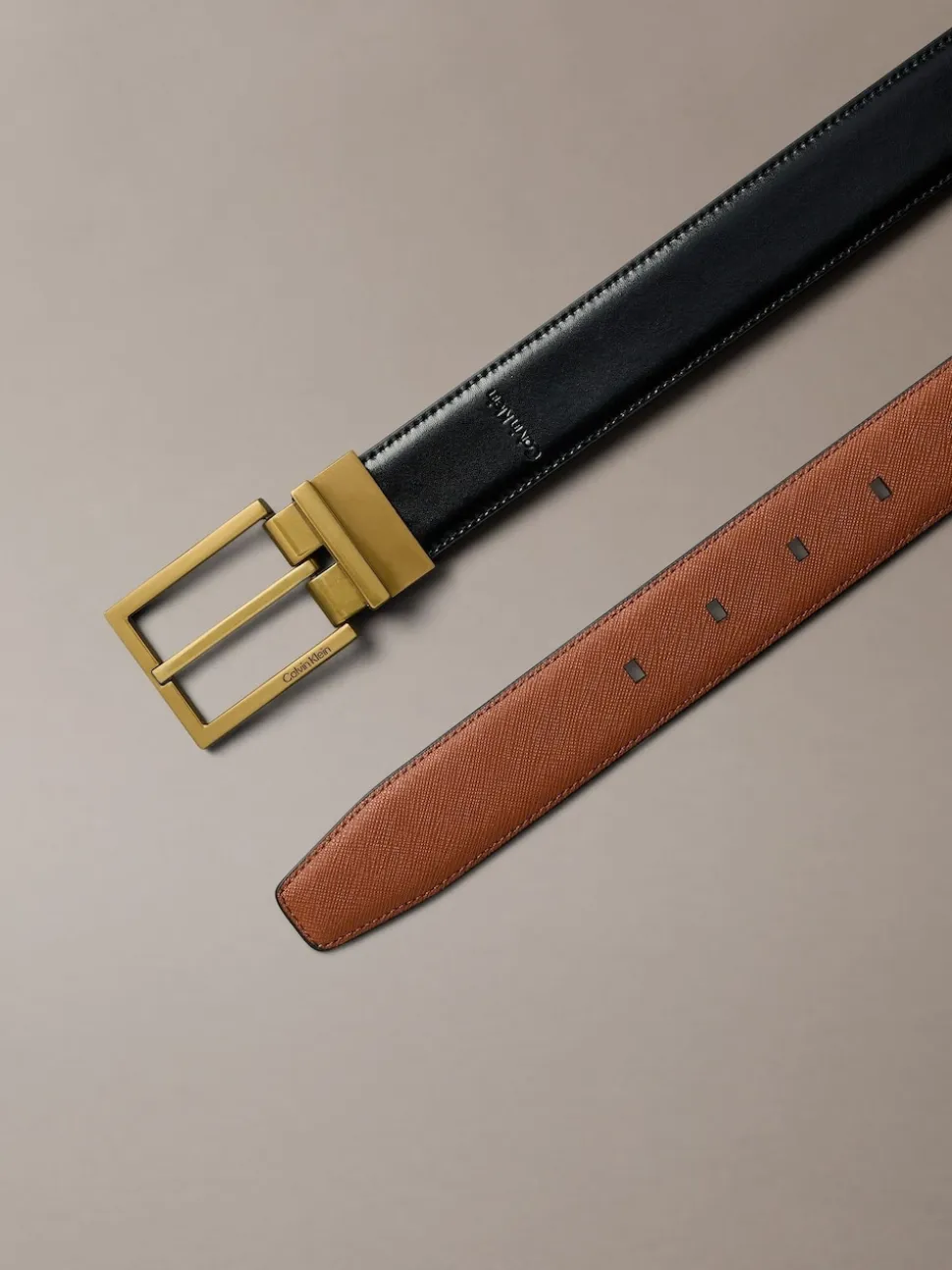 Calvin Klein Black Smooth Square Buckle Belt