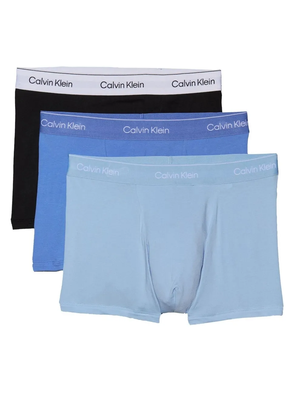 Calvin Klein Black/Blue Tonal Icon Cotton Stretch Boxer Trunks 3 Pack