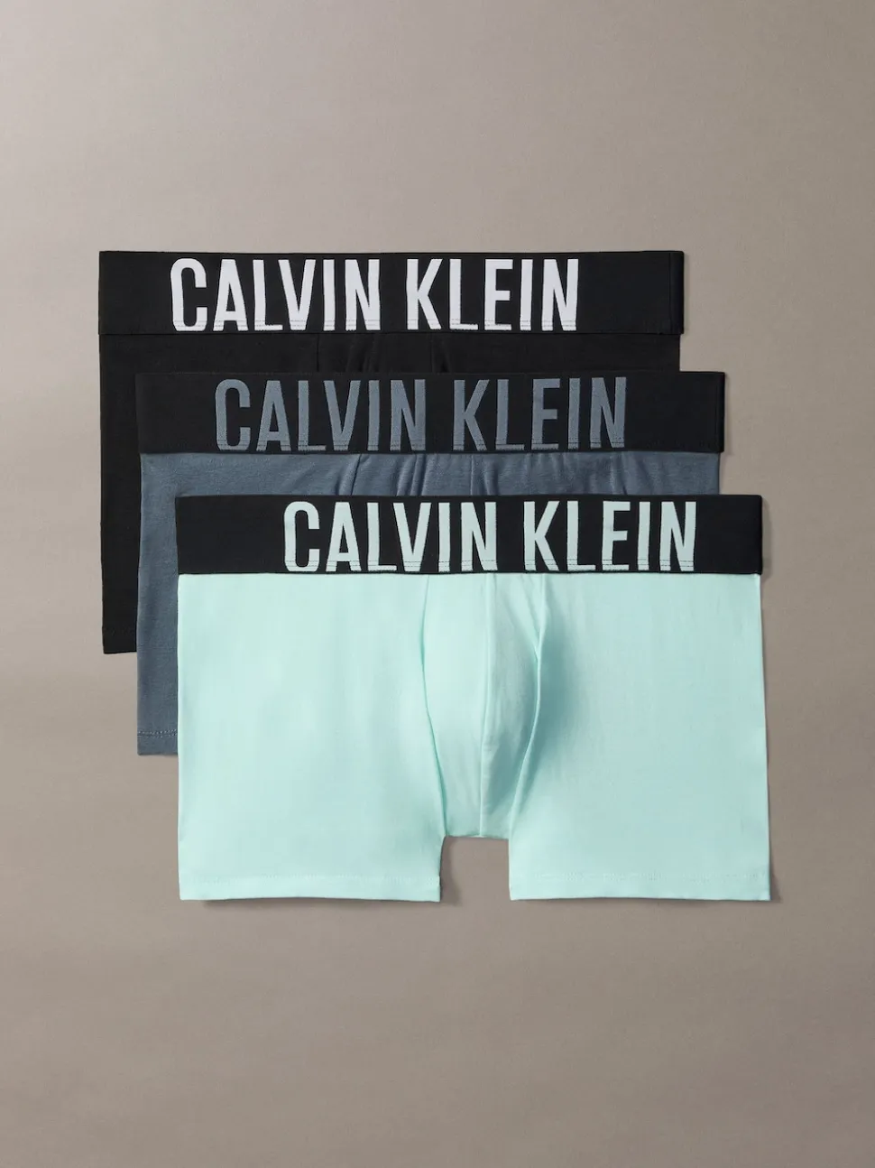 Calvin Klein Black/Turquoise/Grey Intense Power Stretch Boxer Trunks 3 Pack
