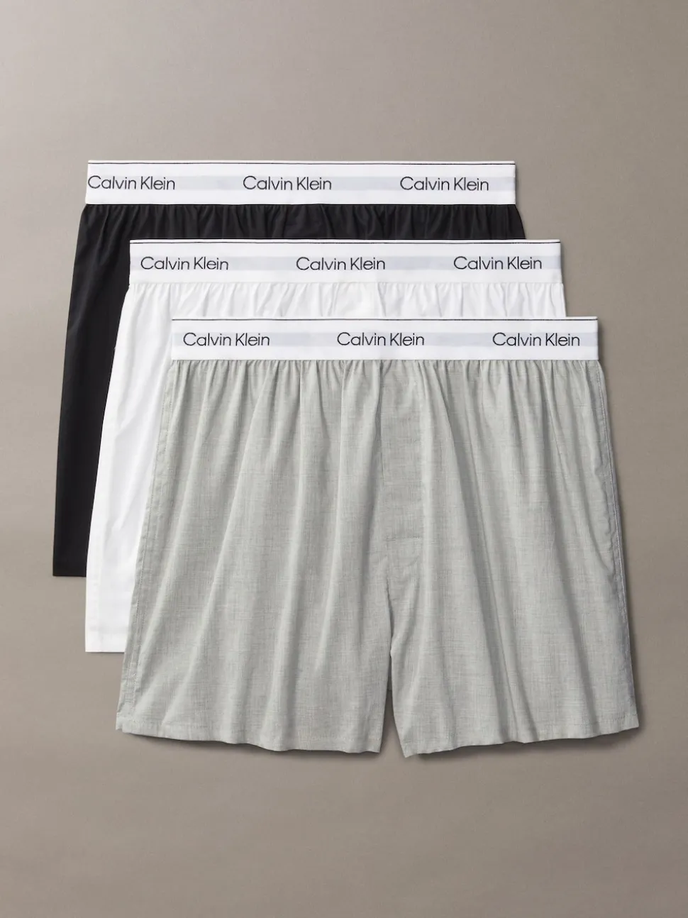 Calvin Klein Black/White/Grey 3 Pack Slim Fit Boxers - Icon Cotton Stretch