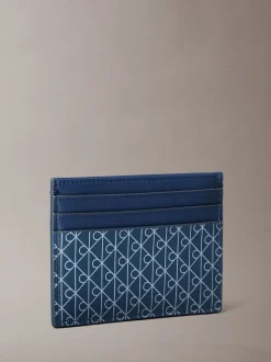 Calvin Klein Blue Allover Monogram Logo Card Holder