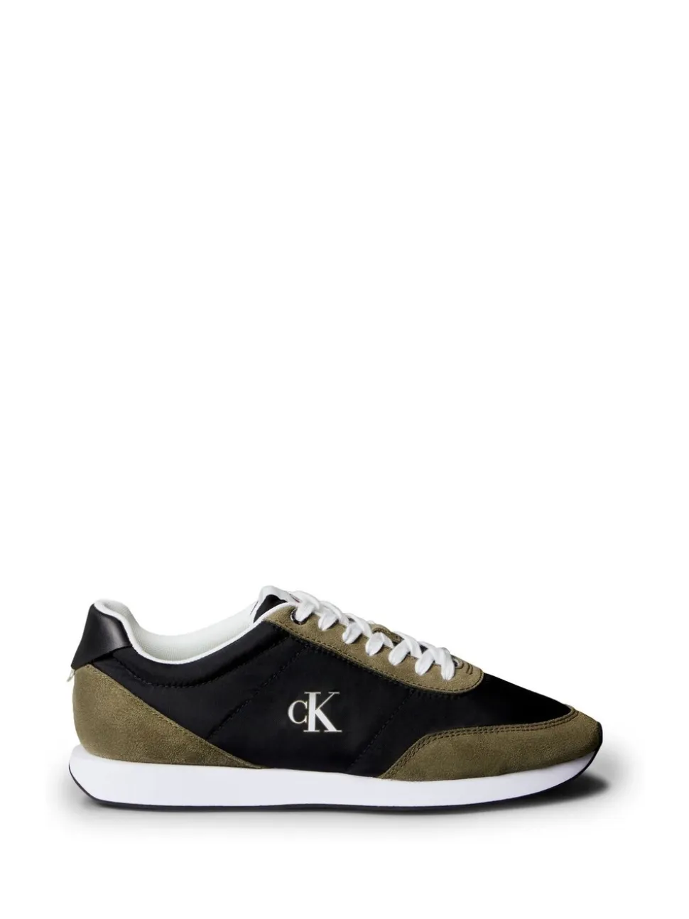 Calvin Klein Green Suede Mix Signature Logo Runner Trainers