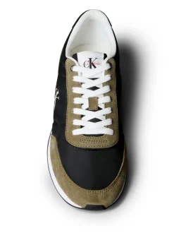 Calvin Klein Green Suede Mix Signature Logo Runner Trainers