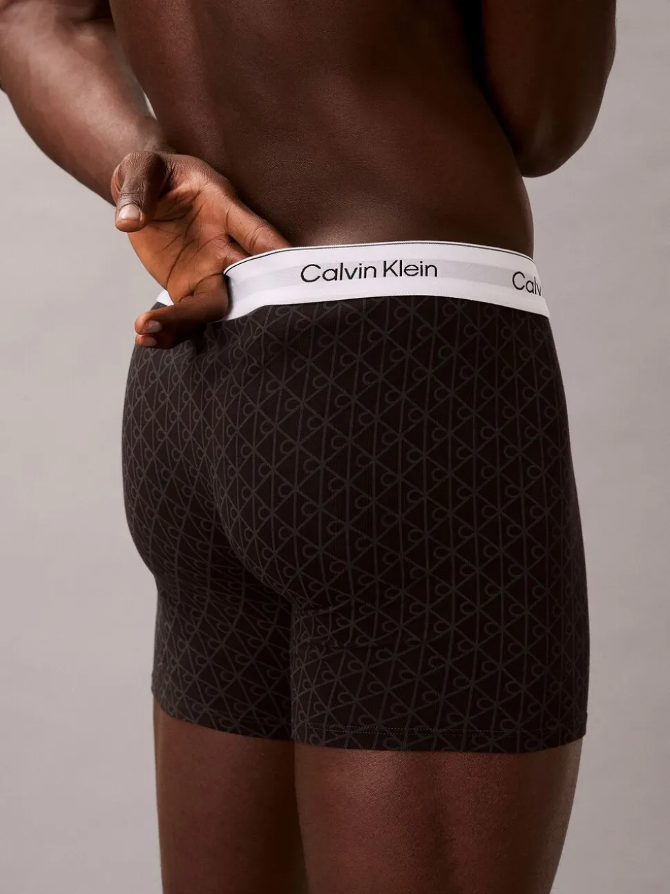 Calvin Klein Logo Print Black/Blue/Grey Icon Cotton Stretch Boxer Briefs 3 Pack