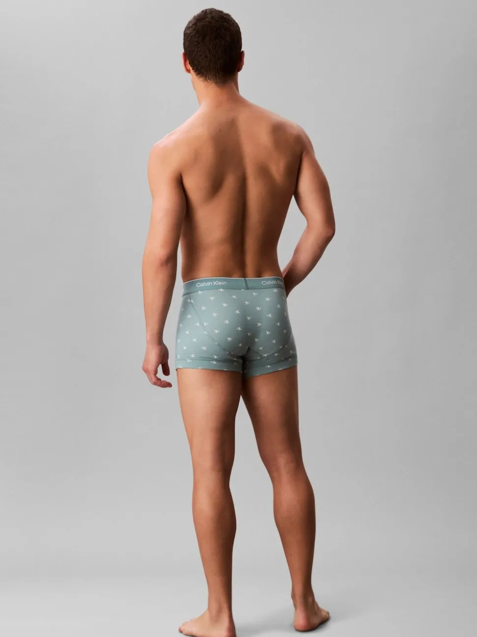 Calvin Klein Navy/Blue All Over Print/Grey Cotton Jersey Boxer Trunks 3 Pack
