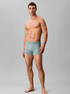 Calvin Klein Navy/Blue All Over Print/Grey Cotton Jersey Boxer Trunks 3 Pack