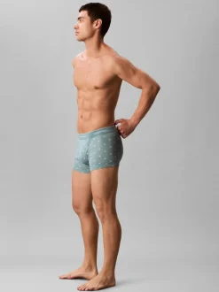 Calvin Klein Navy/Blue All Over Print/Grey Cotton Jersey Boxer Trunks 3 Pack