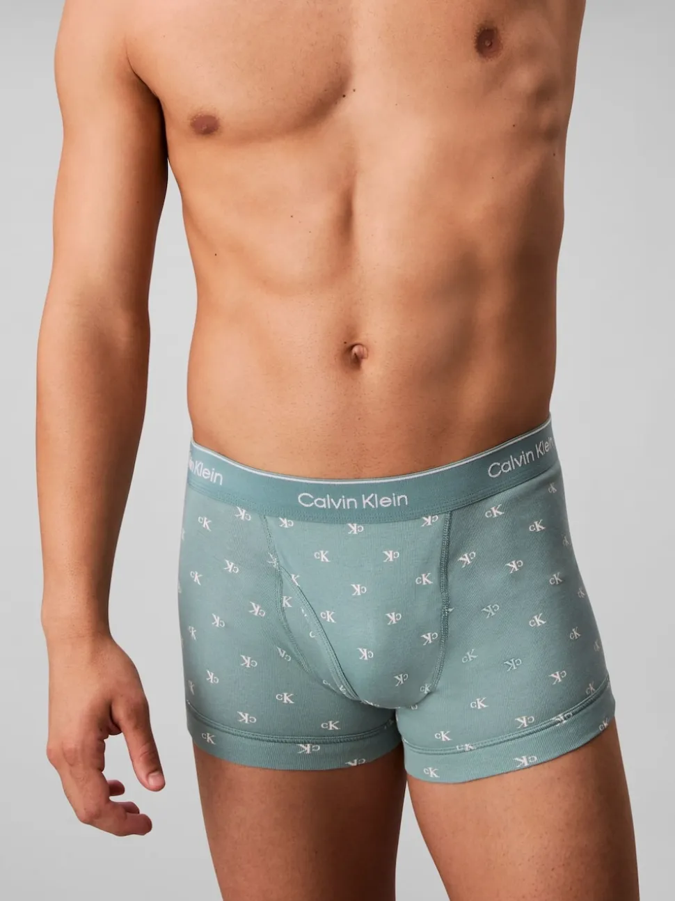 Calvin Klein Navy/Blue All Over Print/Grey Cotton Jersey Boxer Trunks 3 Pack