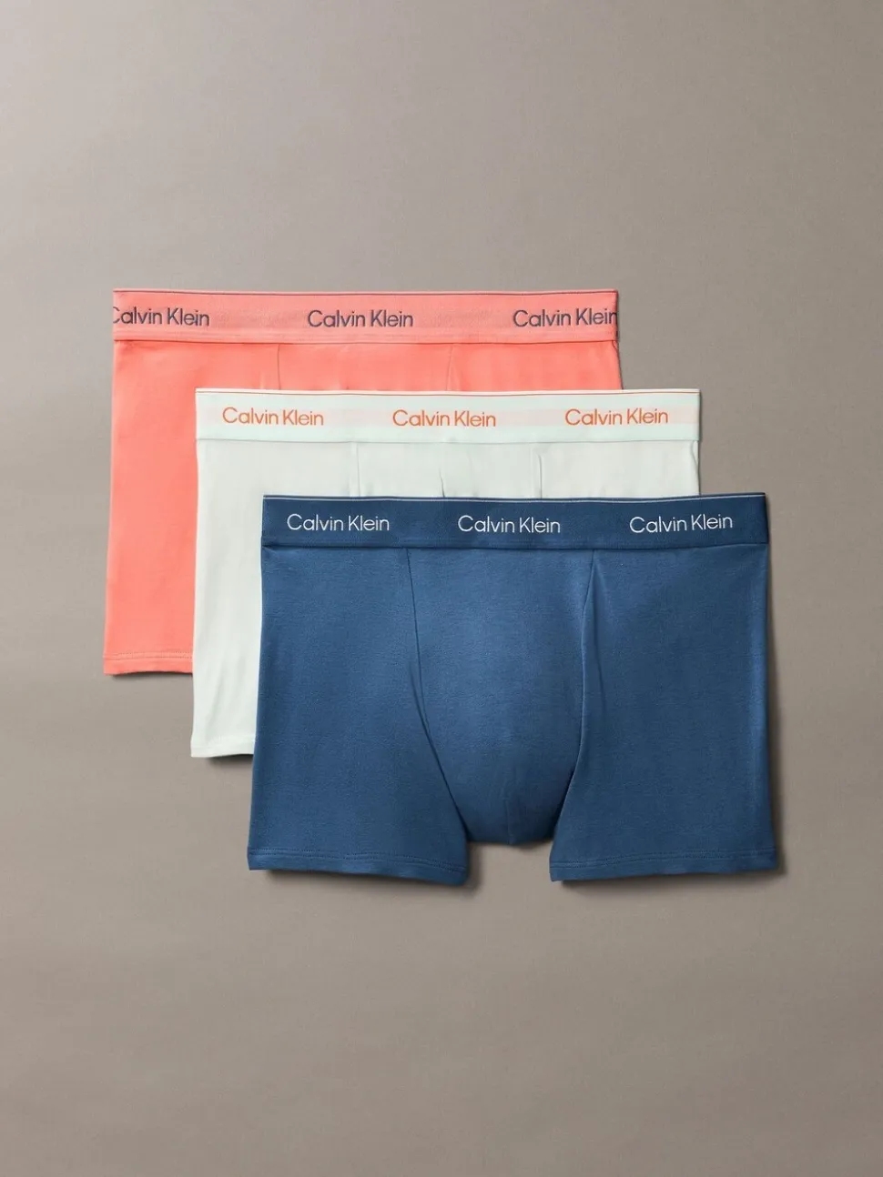 Calvin Klein Tonal Blue/Cream/Pink Cotton Stretch Boxer Trunks 3 Pack