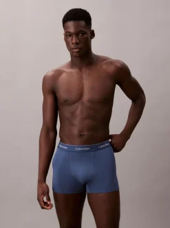 Calvin Klein Tonal Blue/Cream/Pink Cotton Stretch Boxer Trunks 3 Pack