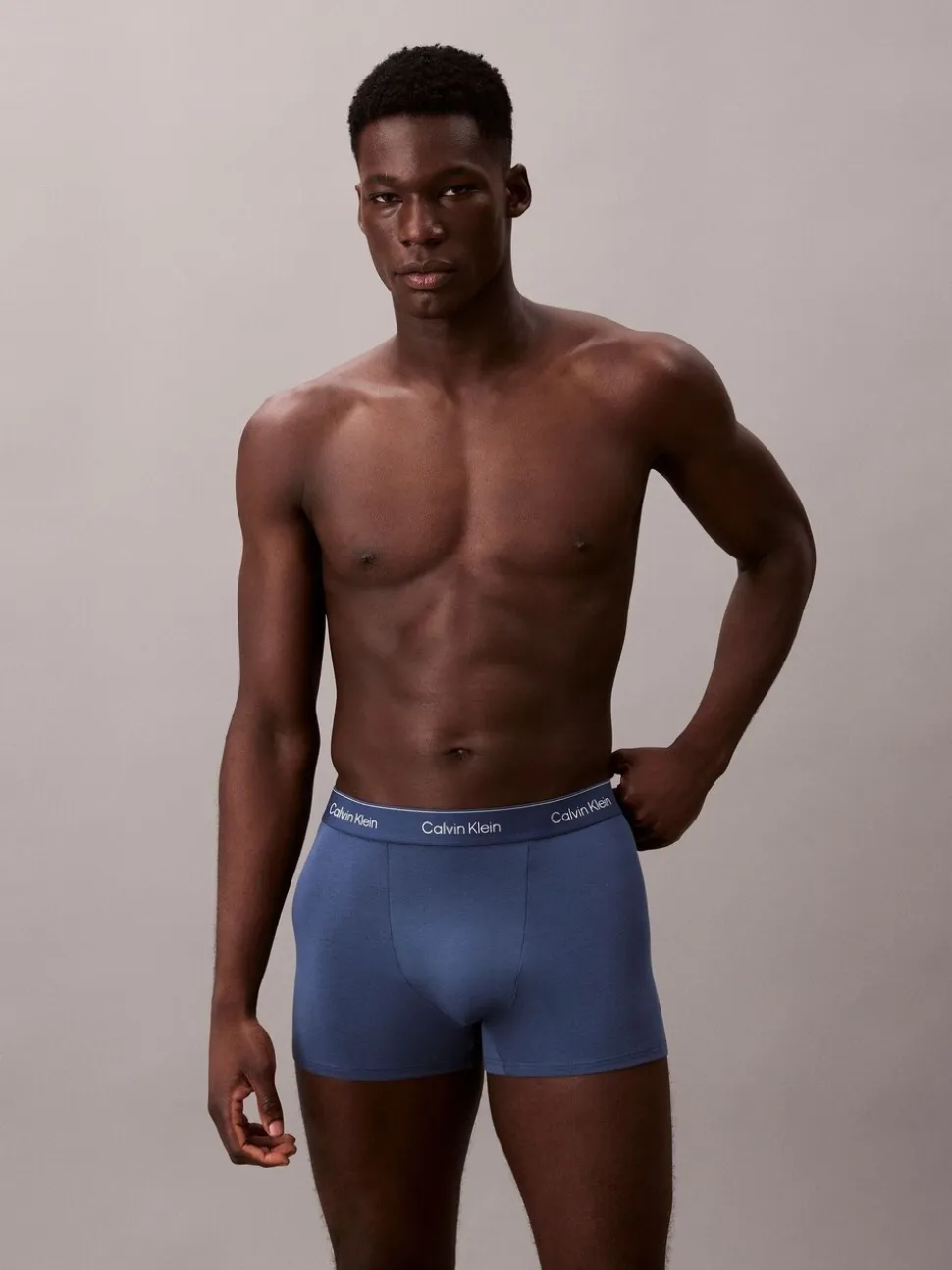 Calvin Klein Tonal Blue/Cream/Pink Cotton Stretch Boxer Trunks 3 Pack