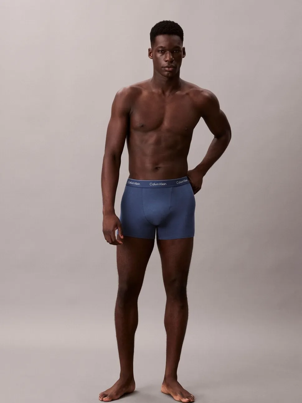 Calvin Klein Tonal Blue/Cream/Pink Cotton Stretch Boxer Trunks 3 Pack