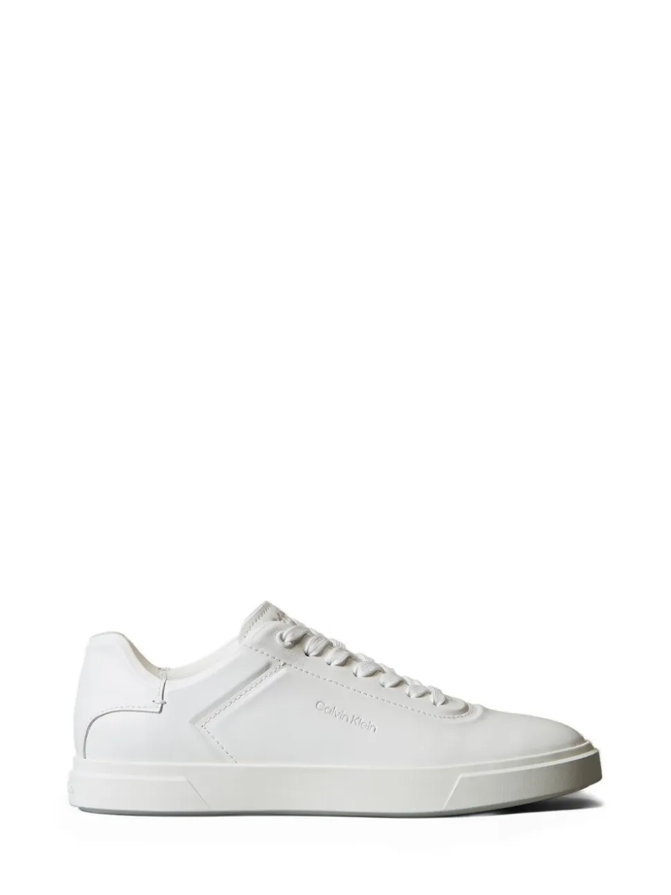 Calvin Klein White Brooke - Leather Tonal Logo Trainers
