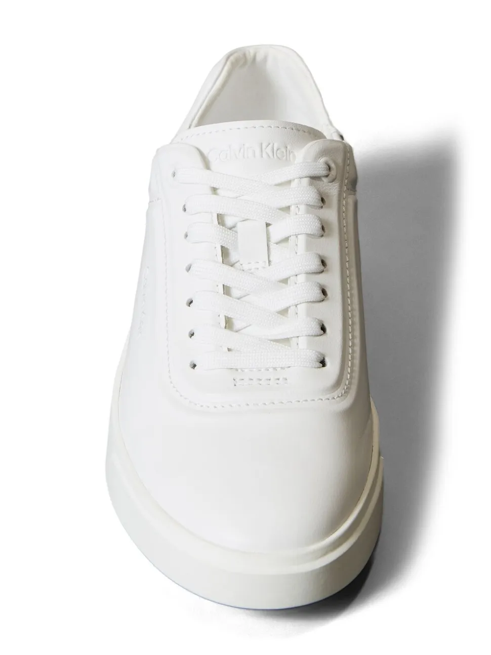 Calvin Klein White Brooke - Leather Tonal Logo Trainers