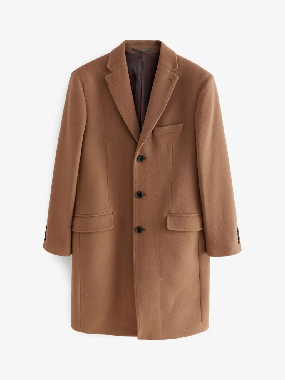 Camel Signature Soft Touch Wool Rich Italian Fabric Epsom Overcoat With Cashmere