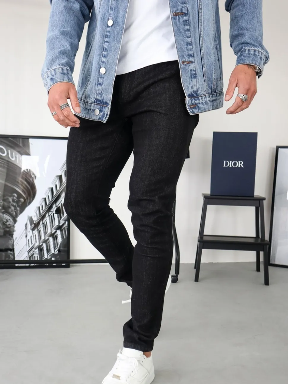 CAPO Black Slim Fit Denim Jeans