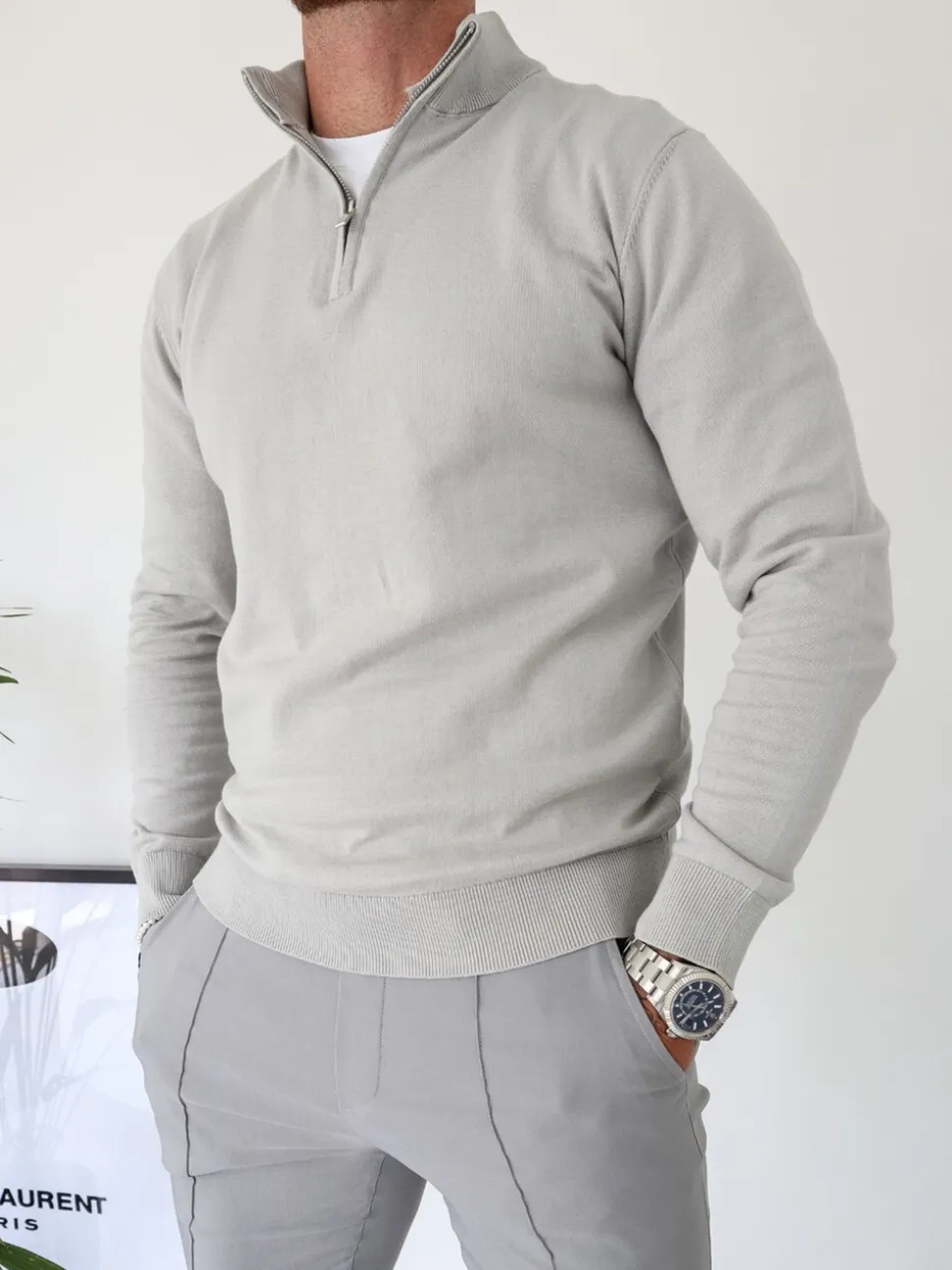 CAPO Natural Egyptian Cotton Quarter Zip Sweatshirt