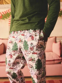 Cath Kidston Green Christmas House Long Sleeve 100% Cotton Pyjamas