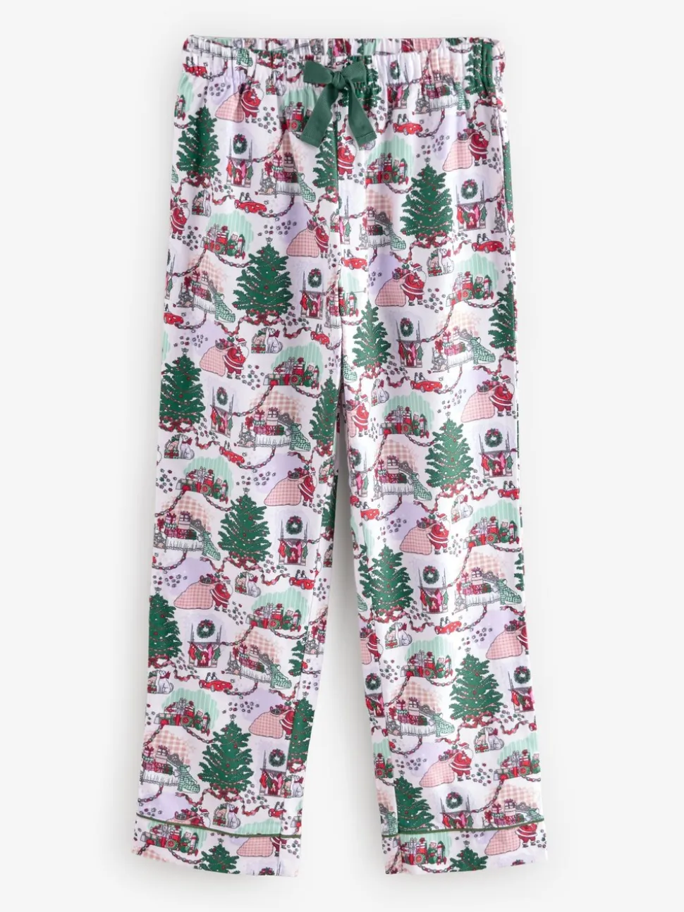 Cath Kidston Green Christmas House Long Sleeve 100% Cotton Pyjamas