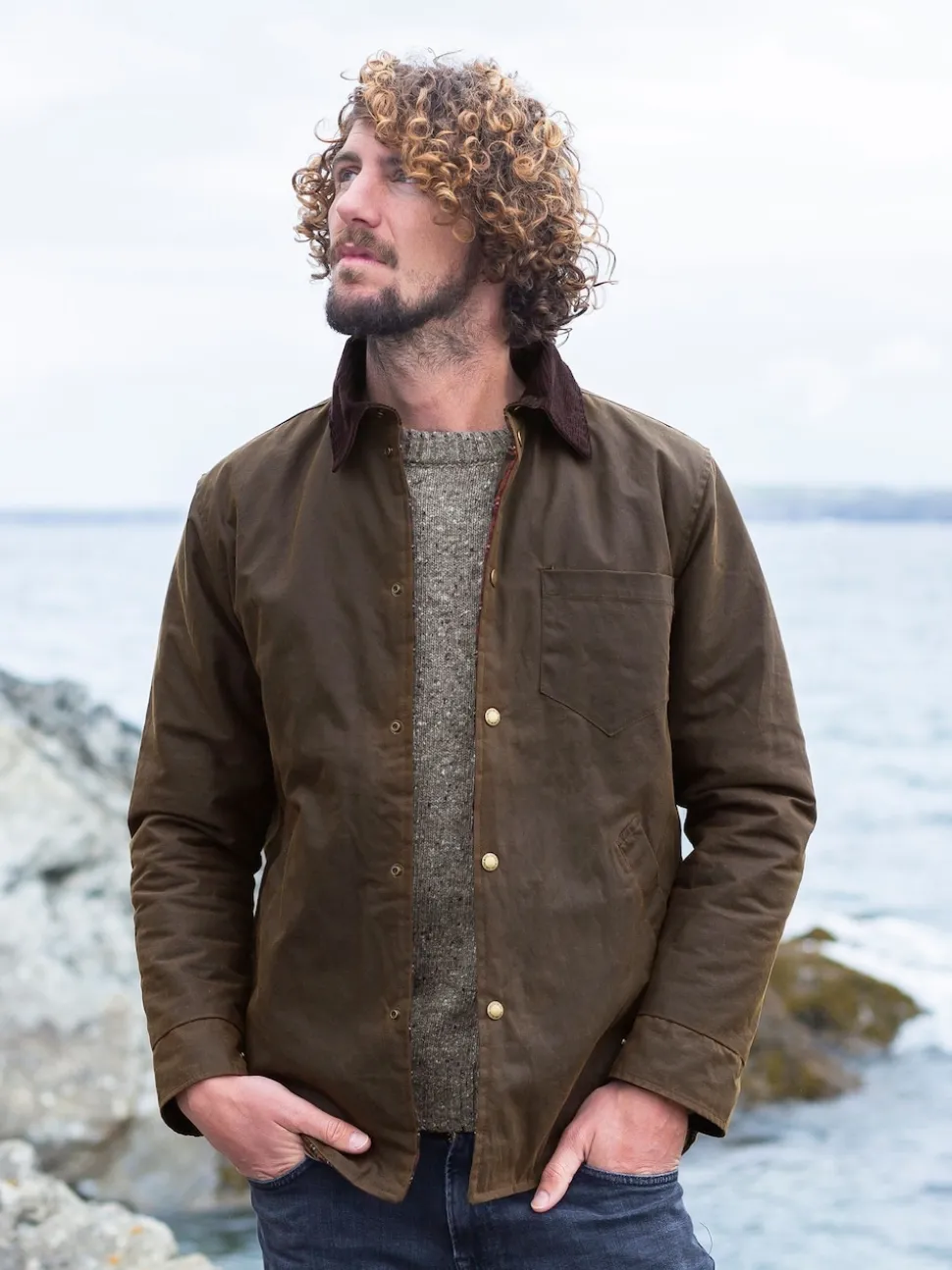 Celtic & Co. Mens Waxed 100% Cotton Brown Overshirt