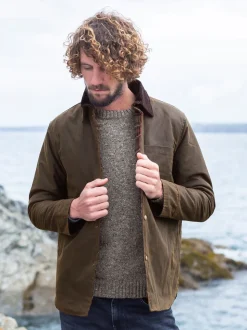 Celtic & Co. Mens Waxed 100% Cotton Brown Overshirt