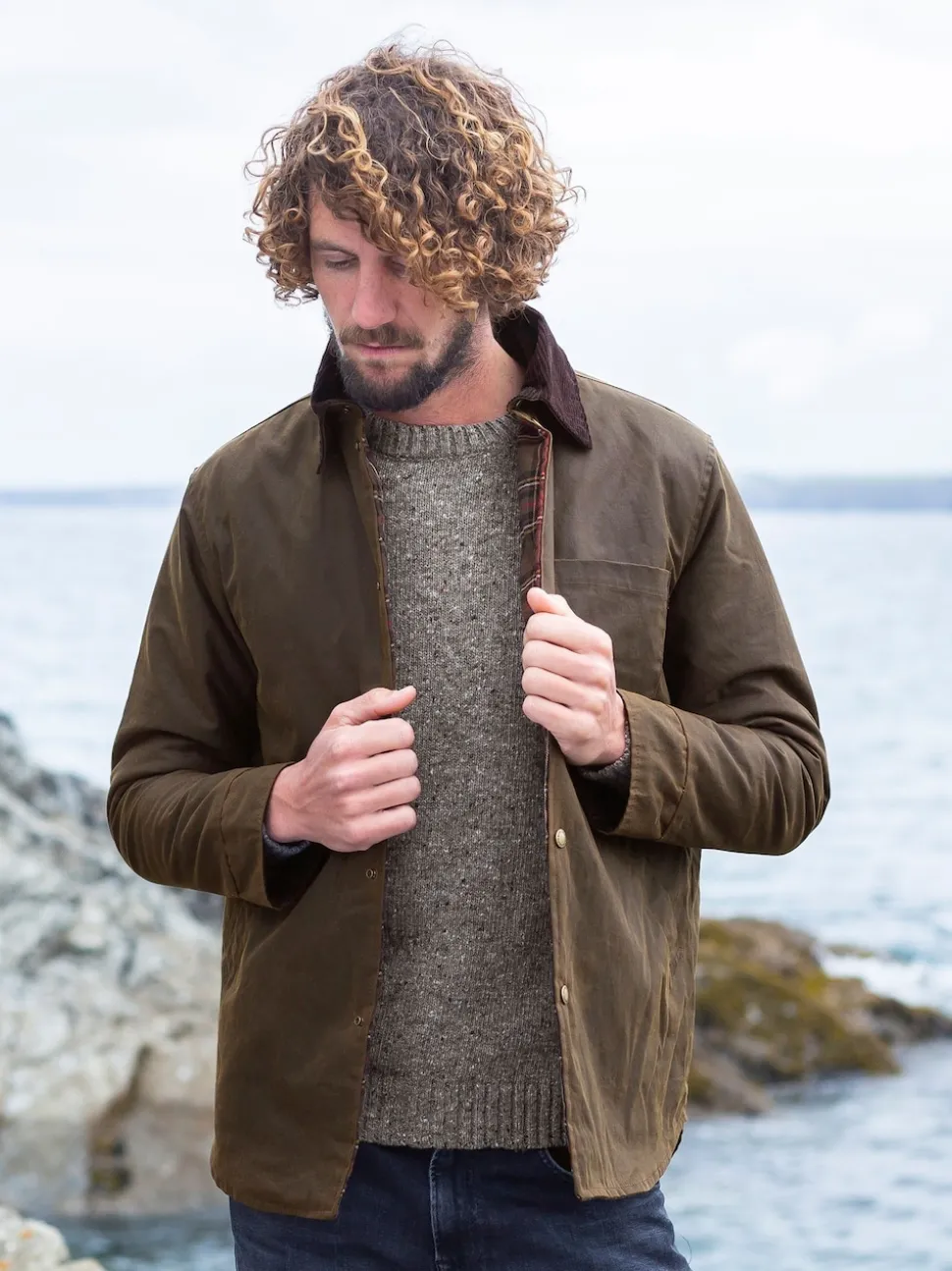 Celtic & Co. Mens Waxed 100% Cotton Brown Overshirt