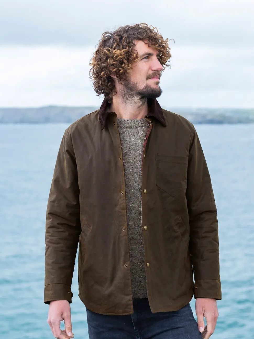Celtic & Co. Mens Waxed 100% Cotton Brown Overshirt