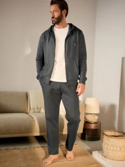 Charcoal Grey Brushback Heavyweight Open Joggers