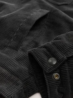 Charcoal Grey Corduroy Borg Lined Trucker Jacket