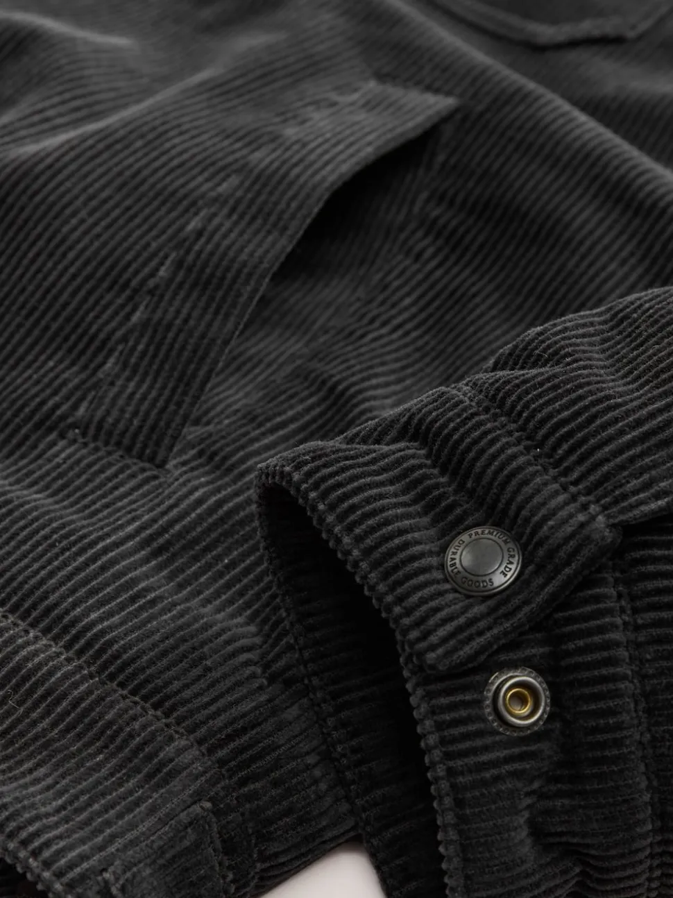 Charcoal Grey Corduroy Borg Lined Trucker Jacket
