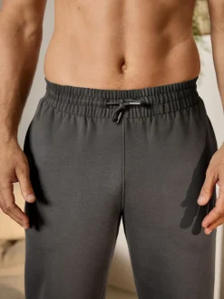Charcoal Grey Cuffed Brushback Heavyweight Open Joggers
