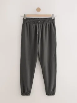 Charcoal Grey Cuffed Brushback Heavyweight Open Joggers