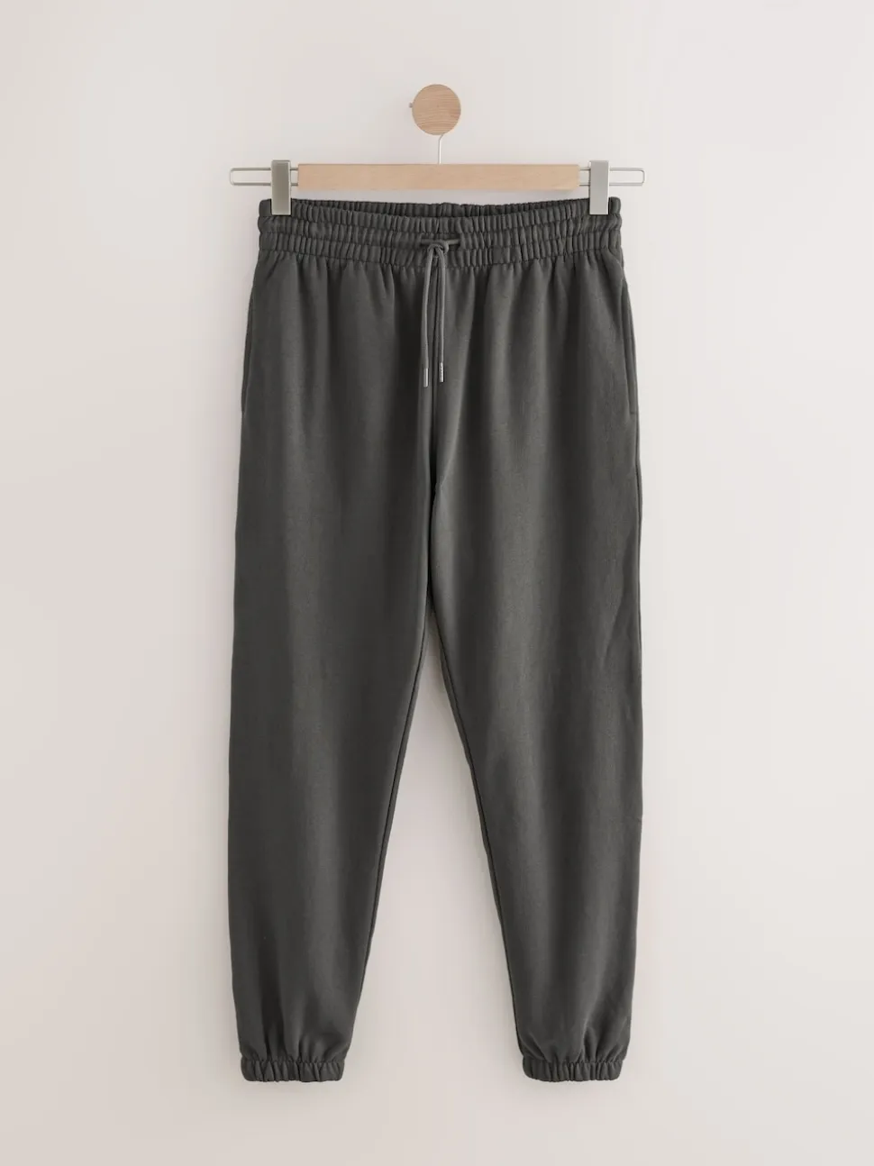 Charcoal Grey Cuffed Brushback Heavyweight Open Joggers