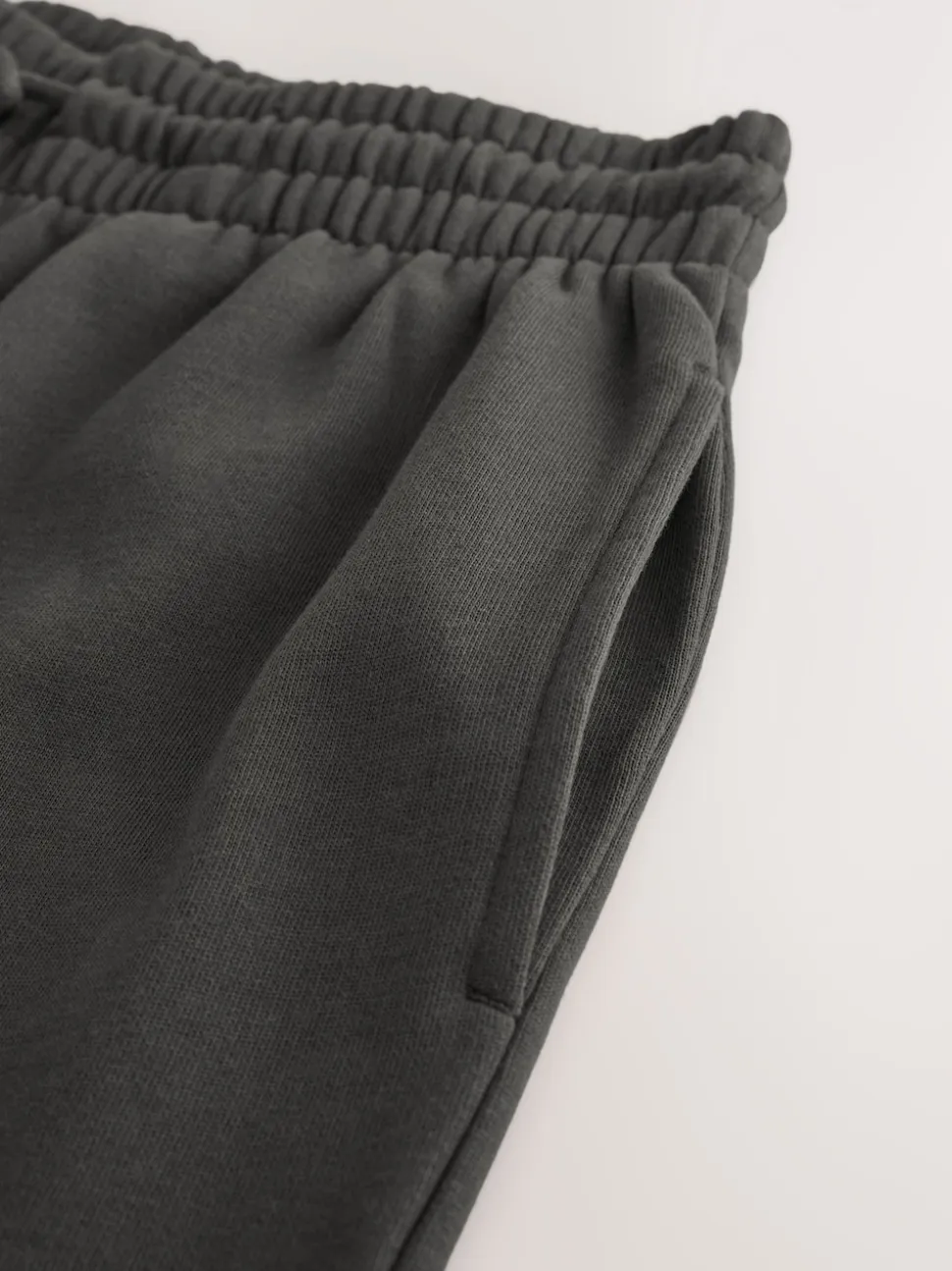Charcoal Grey Cuffed Brushback Heavyweight Open Joggers