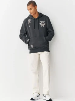 Charcoal Grey Graphic Print Hoodie
