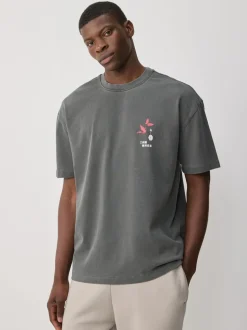 Charcoal Grey Hiroshige Relaxed Fit Artist License T-Shirt