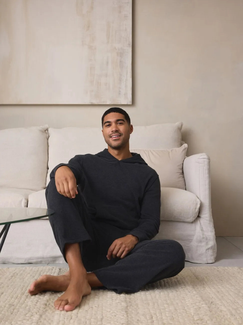 Charcoal Grey Hooded Towelling Pyjamas Set