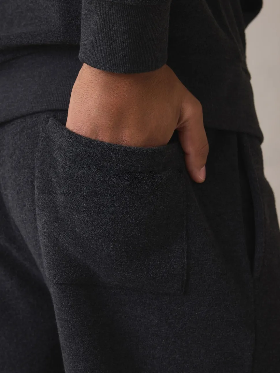 Charcoal Grey Hooded Towelling Pyjamas Set